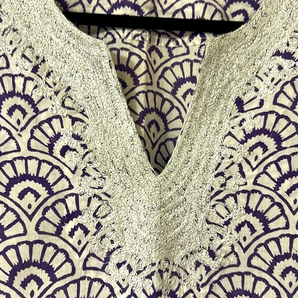 Roberta Roller Rabbit Womens Cotton Moroccan Print Tunic Swim Coverup Sz Medium